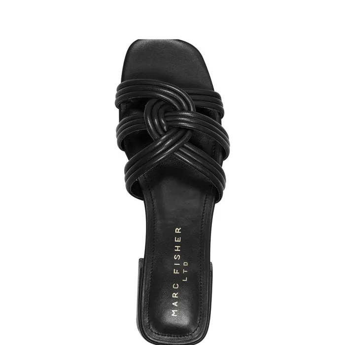 Women Marc Fisher Mules and Slides Casara Slide Sandal Black Leather