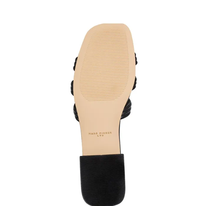 Women Marc Fisher Mules and Slides Casara Slide Sandal Black Leather