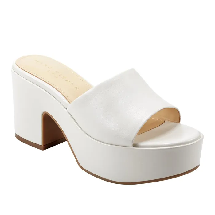 Women Marc Fisher Mules and Slides Forina Platform Slide Sandal Chic Cream