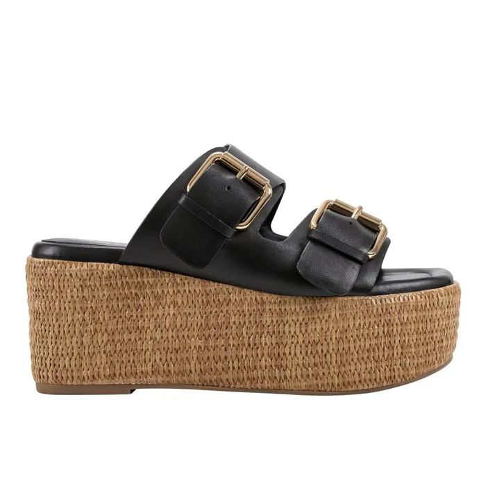 Women Marc Fisher Mules and Slides Palery Platform Buckle Slide Sandal Black Leather Women Marc Fisher Mules and Slides Palery Platform Buckle Slide Sandal Black Leather