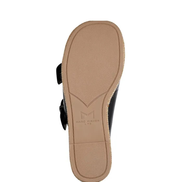 Women Marc Fisher Mules and Slides Palery Platform Buckle Slide Sandal Black Leather