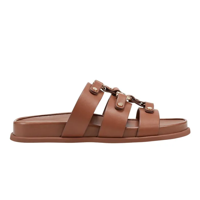 Women Marc Fisher Sandals Verity Flat Footbed Sandal Brown