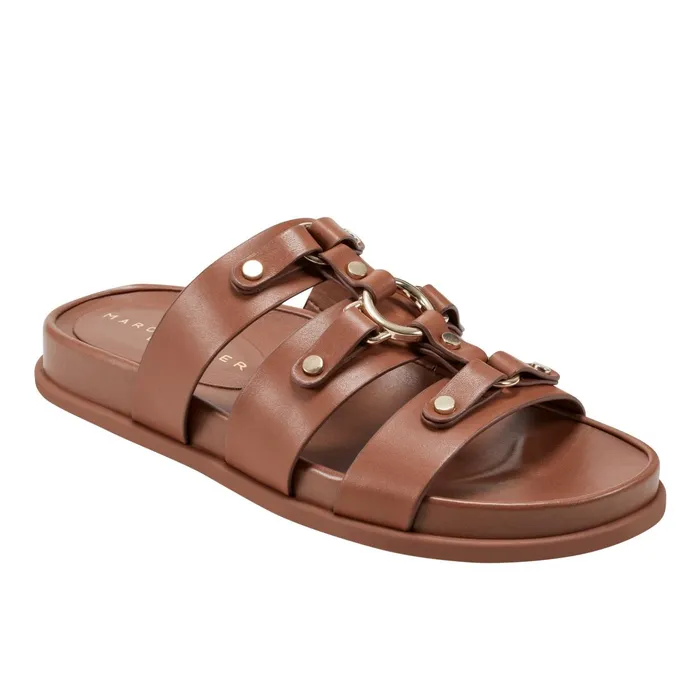 Women Marc Fisher Sandals Verity Flat Footbed Sandal Brown Women Marc Fisher Sandals Verity Flat Footbed Sandal Brown