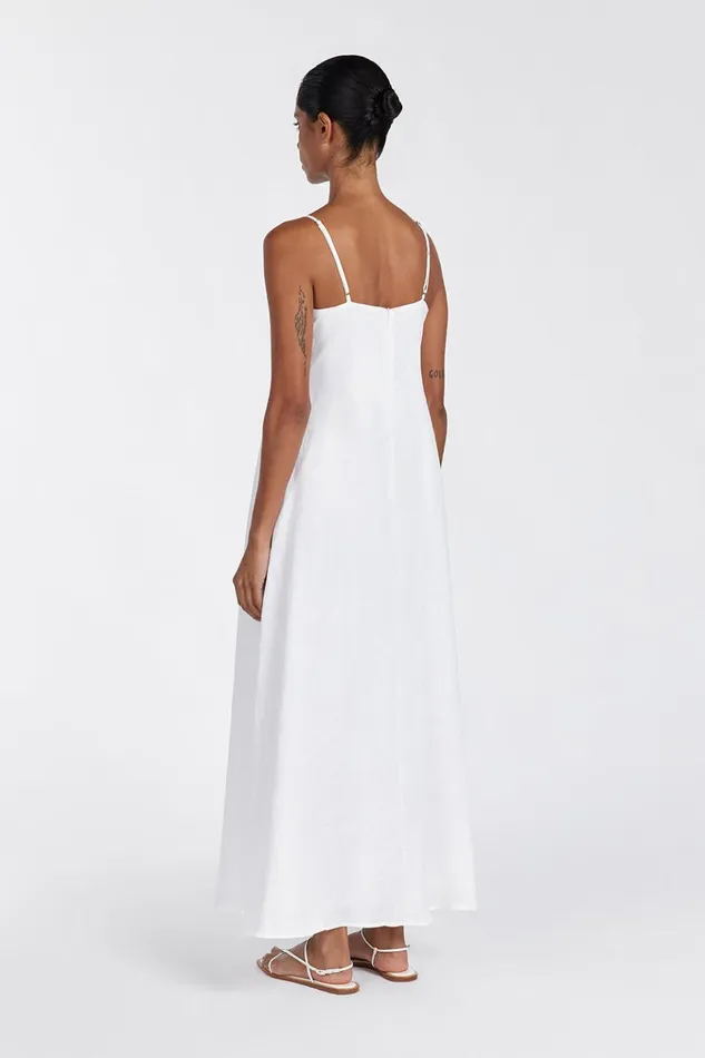 Women Maxi Dresses DISSH JEM WHITE LINEN MAXI DRESS
