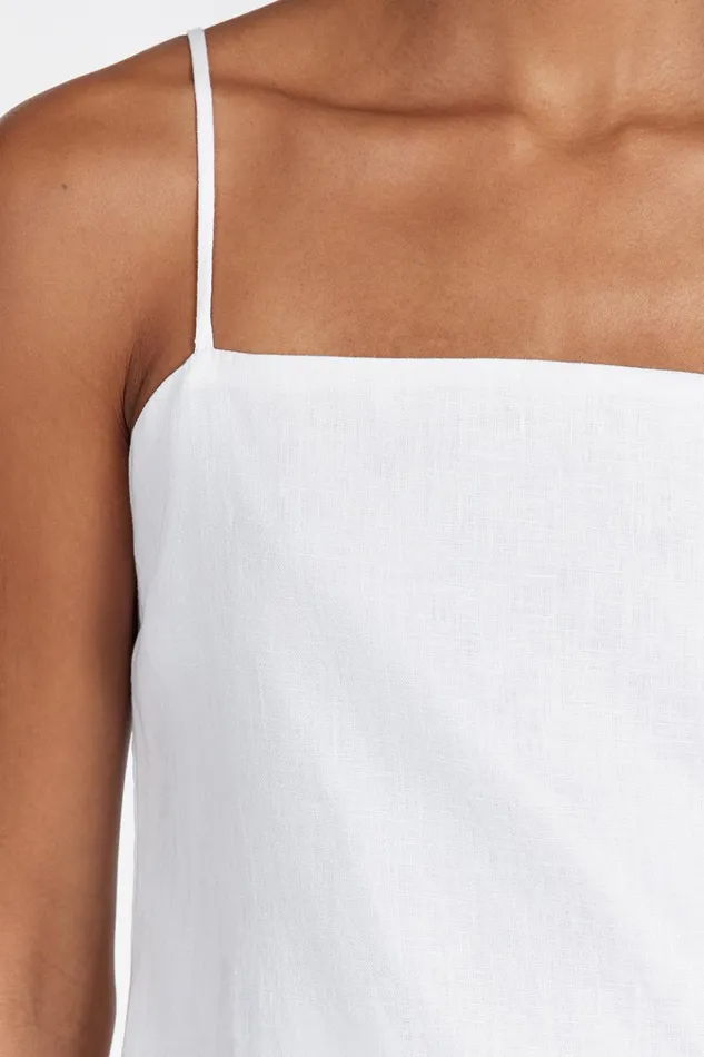 Women Maxi Dresses DISSH JEM WHITE LINEN MAXI DRESS