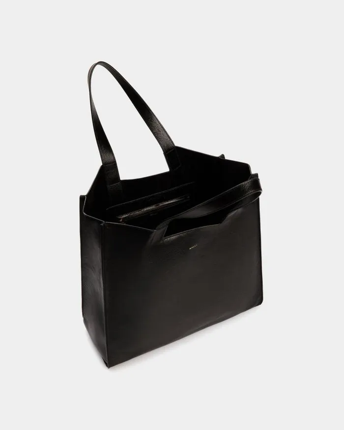 WomenMen Bally Tote Bags Easy Bally Tote In Black Leather Black