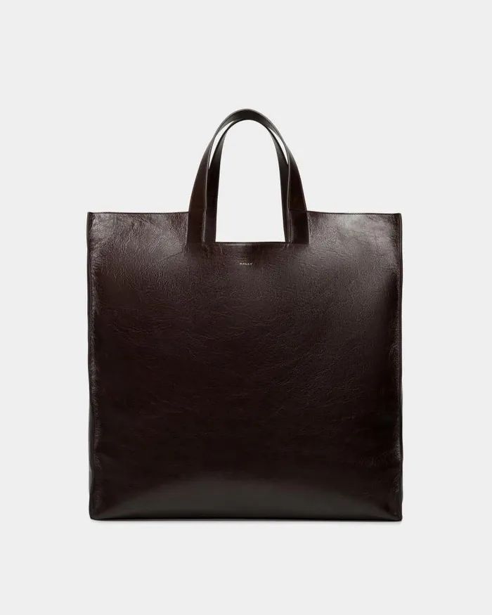 WomenMen Bally Tote Bags Easy Bally Tote In Ebano Leather Brown
