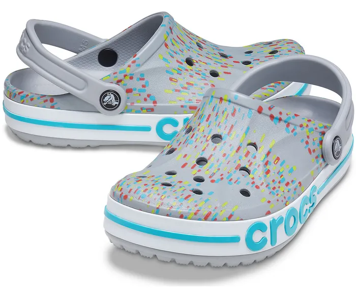 WomenMen Bayaband Seasonal Printed Clog Light Grey Multi Clogs Crocs