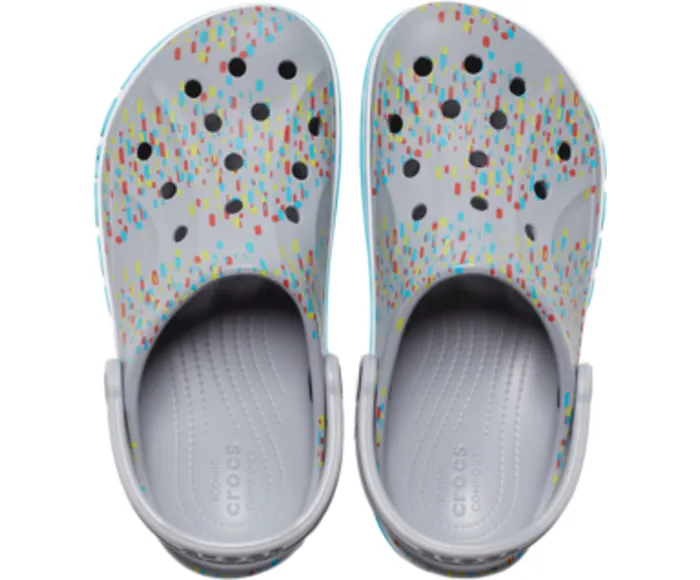 WomenMen Bayaband Seasonal Printed Clog Light Grey Multi Clogs Crocs