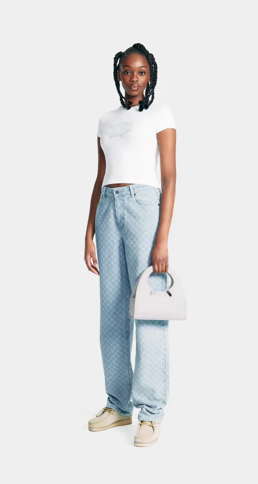 Women Mid Blue Avery Monogram Jeans Daily Paper Jeans Women Mid Blue Avery Monogram Jeans Daily Paper Jeans