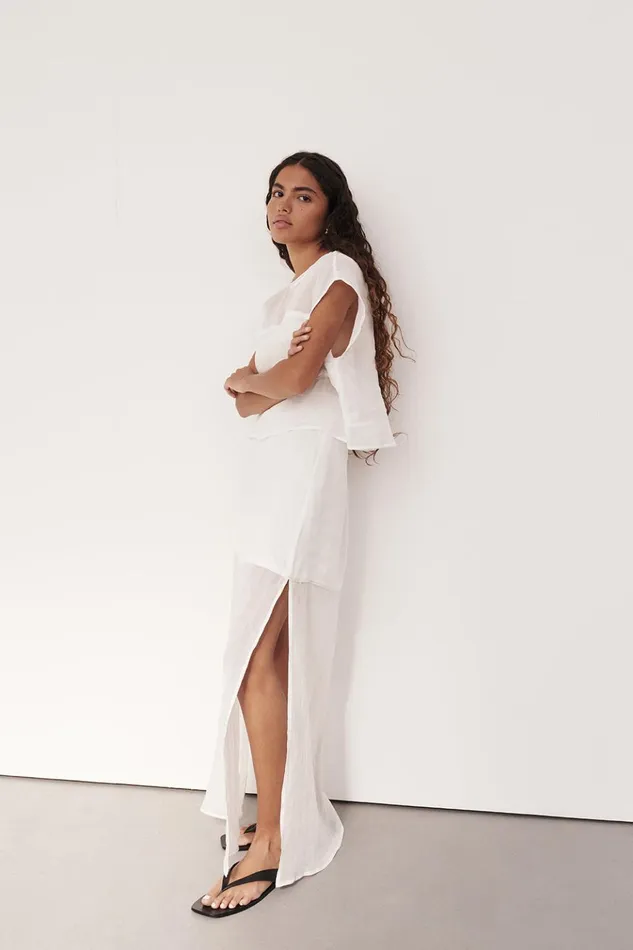 Women Midi DISSH KAI WHITE RAMIE MIDI SKIRT