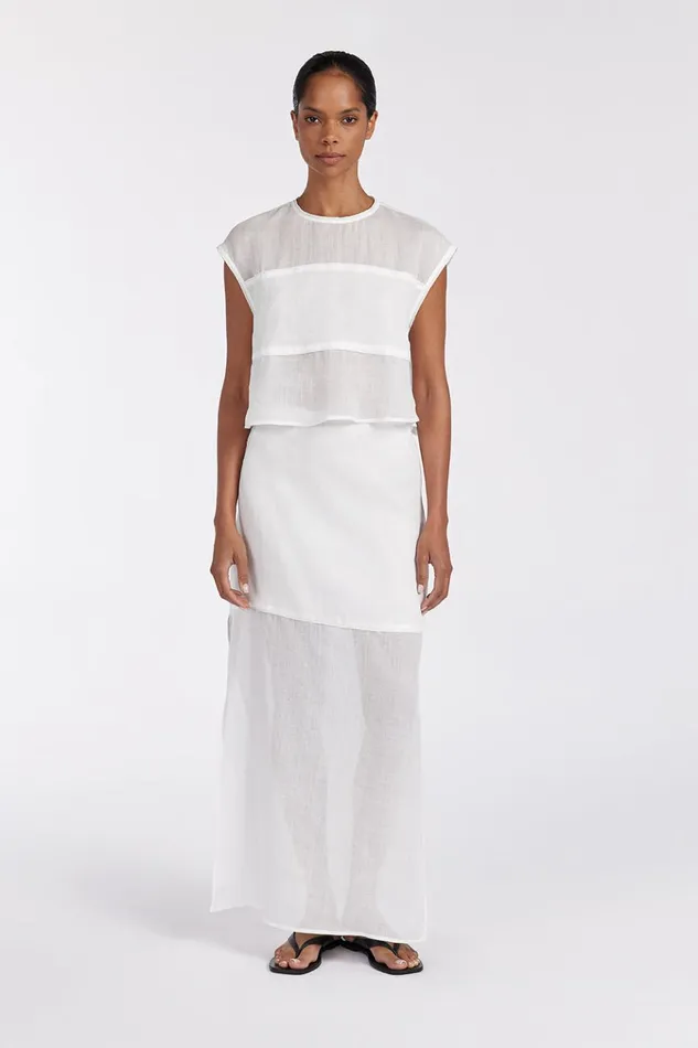 Women Midi DISSH KAI WHITE RAMIE MIDI SKIRT