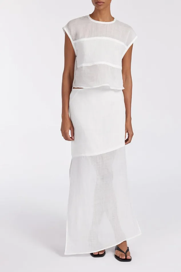 Women Midi DISSH KAI WHITE RAMIE MIDI SKIRT