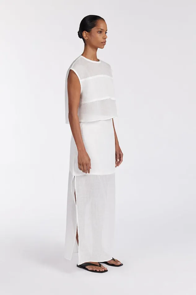 Women Midi DISSH KAI WHITE RAMIE MIDI SKIRT