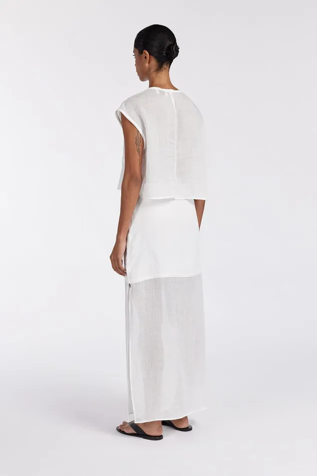 Women Midi DISSH KAI WHITE RAMIE MIDI SKIRT