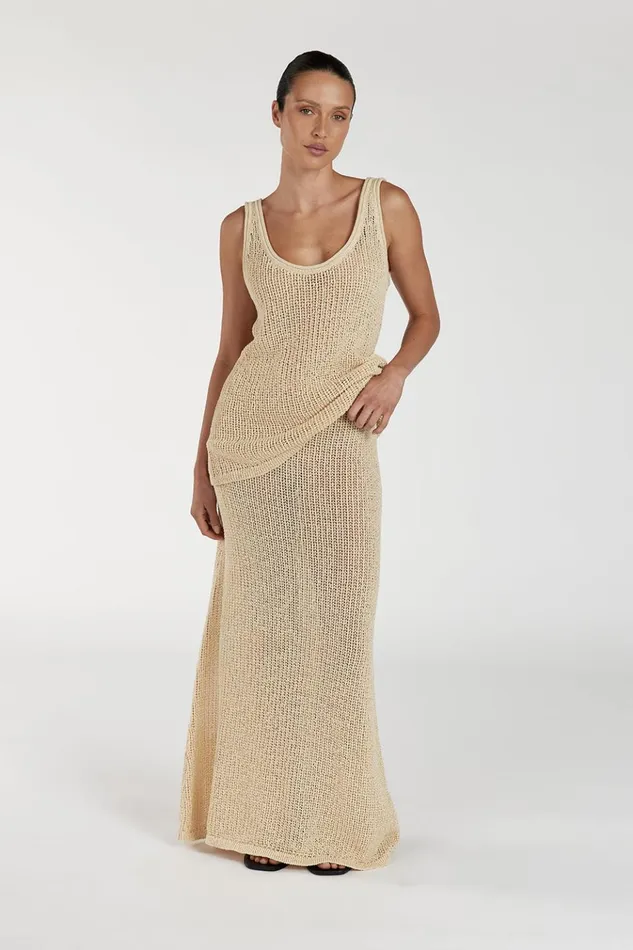 Women Midi DISSH MARGOT WHEAT CROCHET MIDI SKIRT