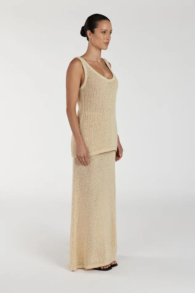 Women Midi DISSH MARGOT WHEAT CROCHET MIDI SKIRT