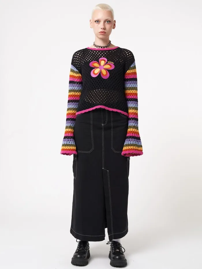 Women Minga London Bottoms Deb Black Cargo Maxi Skirt