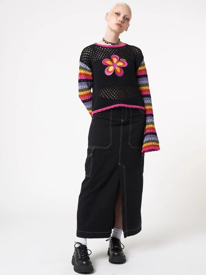 Women Minga London Bottoms Deb Black Cargo Maxi Skirt