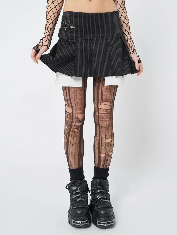 Women Minga London Bottoms Judy Pinstripe Pleated Mini Skirt