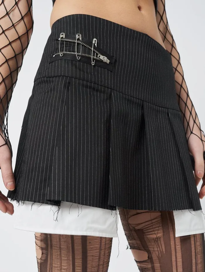 Women Minga London Bottoms Judy Pinstripe Pleated Mini Skirt