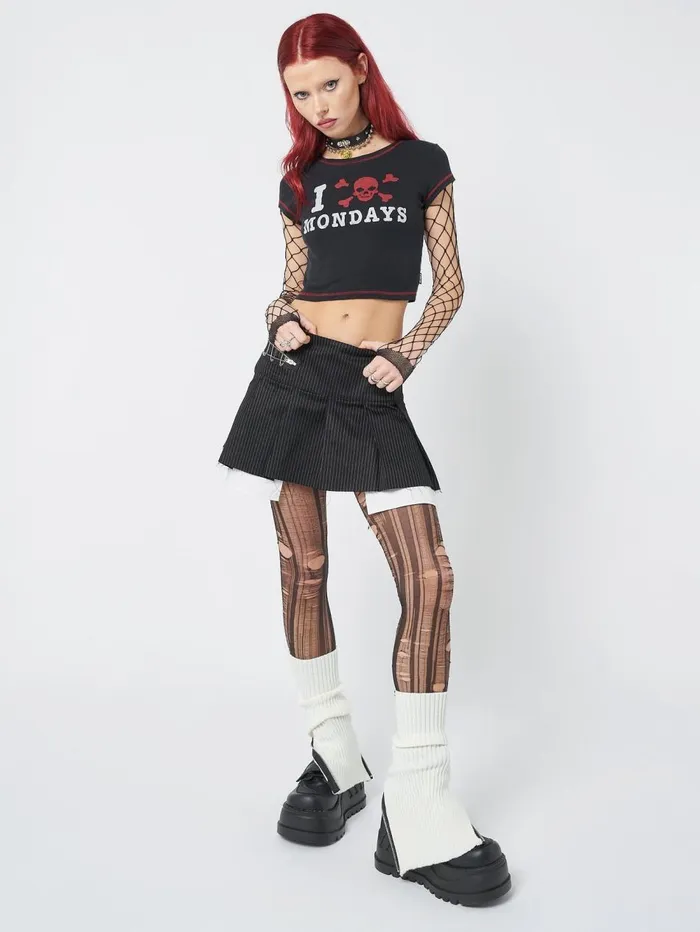 Women Minga London Bottoms Judy Pinstripe Pleated Mini Skirt