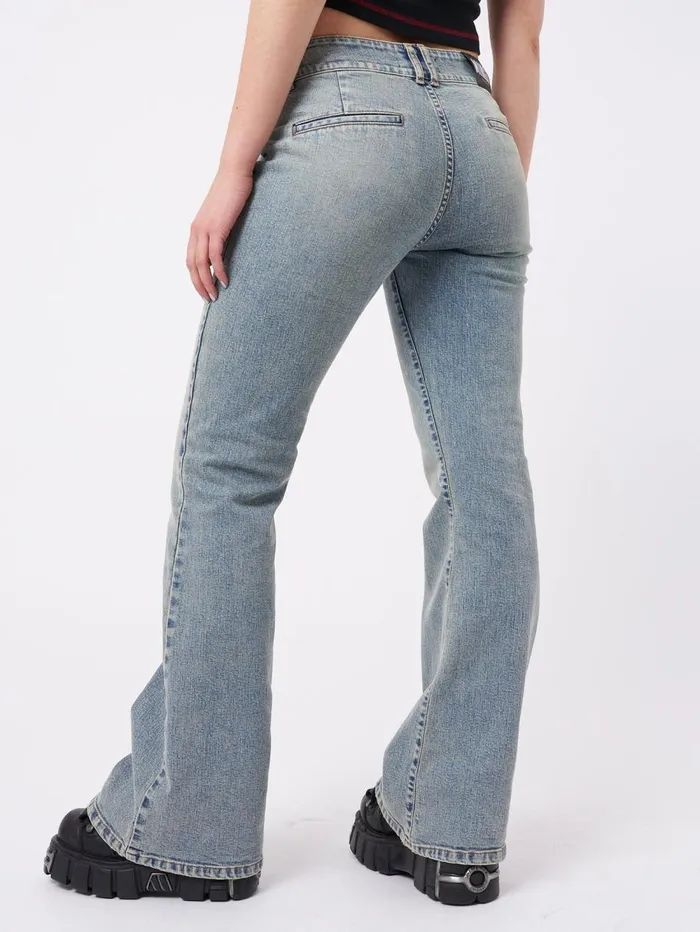 Women Minga London Bottoms Mia Over Dye Front Pocket Flare Jeans