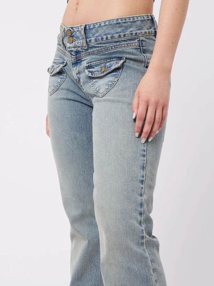 Women Minga London Bottoms Mia Over Dye Front Pocket Flare Jeans