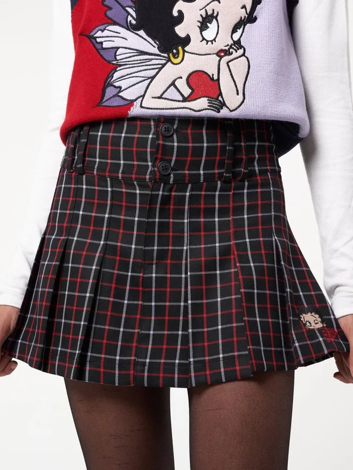 Women Minga London Bottoms Minga X Betty Boop Plaid Mini Skirt