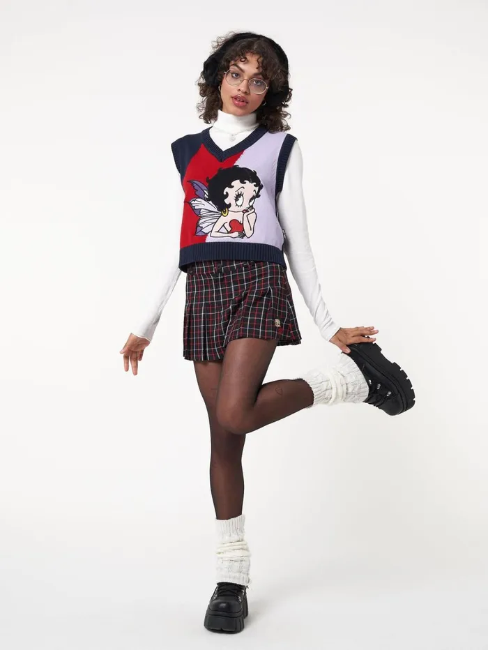 Women Minga London Bottoms Minga X Betty Boop Plaid Mini Skirt