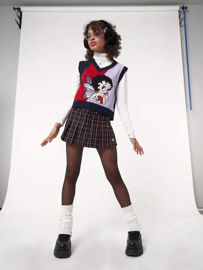 Women Minga London Bottoms Minga X Betty Boop Plaid Mini Skirt