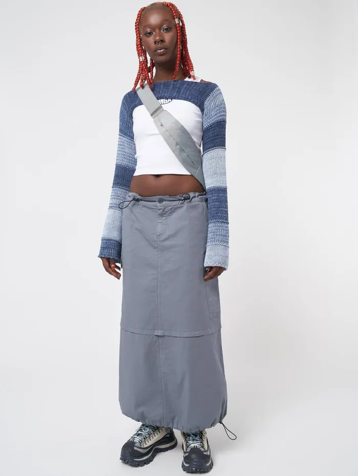 Women Minga London Bottoms Ruby Stone Blue Maxi Tech Cargo Skirt