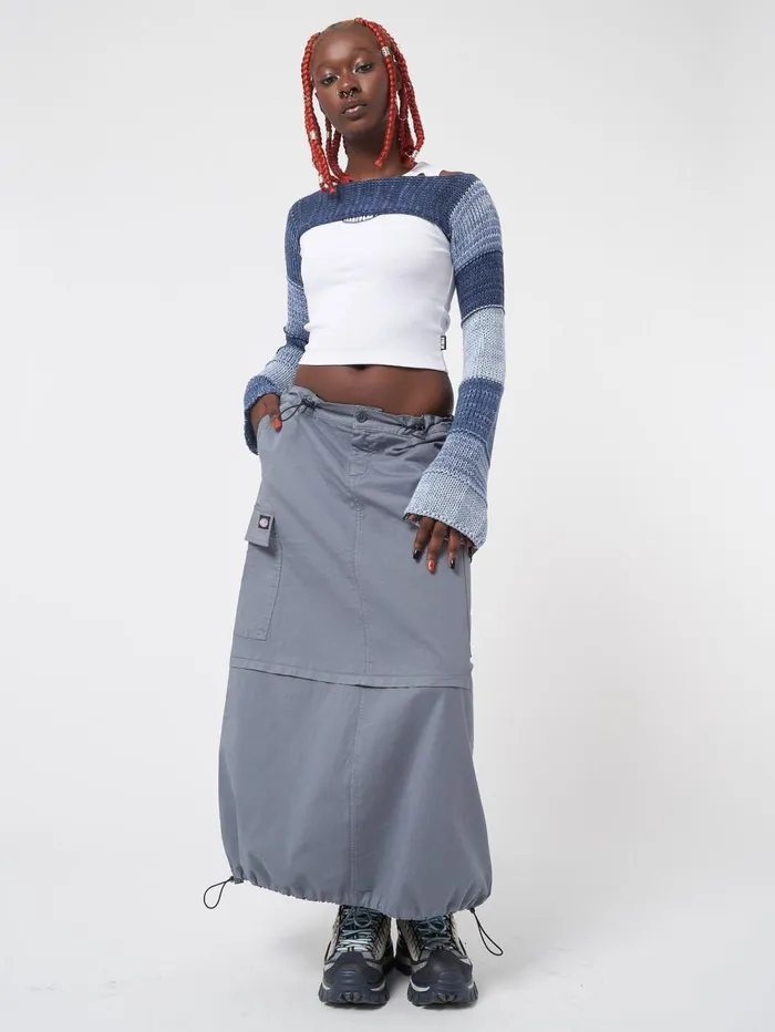 Women Minga London Bottoms Ruby Stone Blue Maxi Tech Cargo Skirt