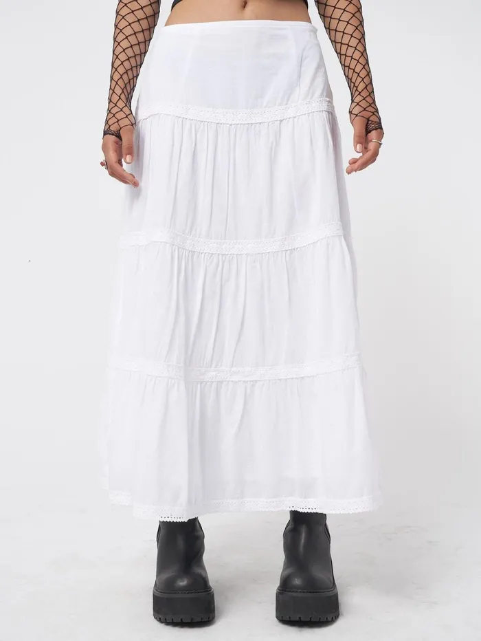 Women Minga London Bottoms Snow White Ruffle Lace Maxi Skirt