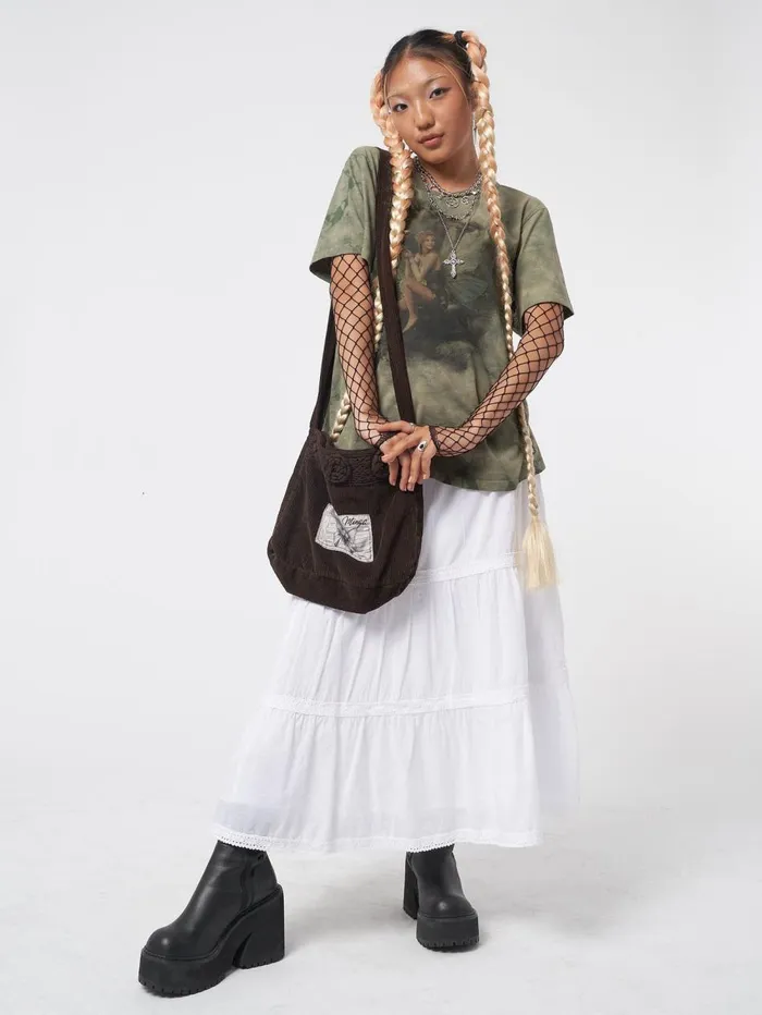 Women Minga London Bottoms Snow White Ruffle Lace Maxi Skirt