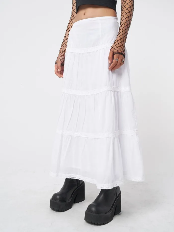 Women Minga London Bottoms Snow White Ruffle Lace Maxi Skirt
