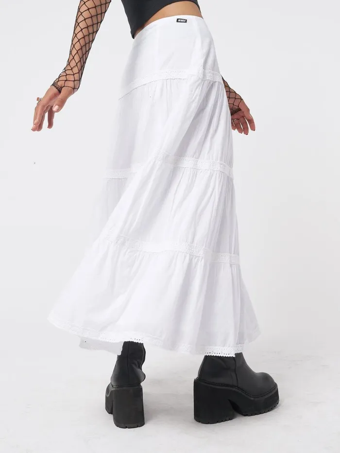 Women Minga London Bottoms Snow White Ruffle Lace Maxi Skirt