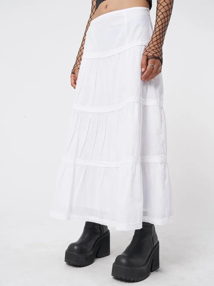 Women Minga London Bottoms Snow White Ruffle Lace Maxi Skirt