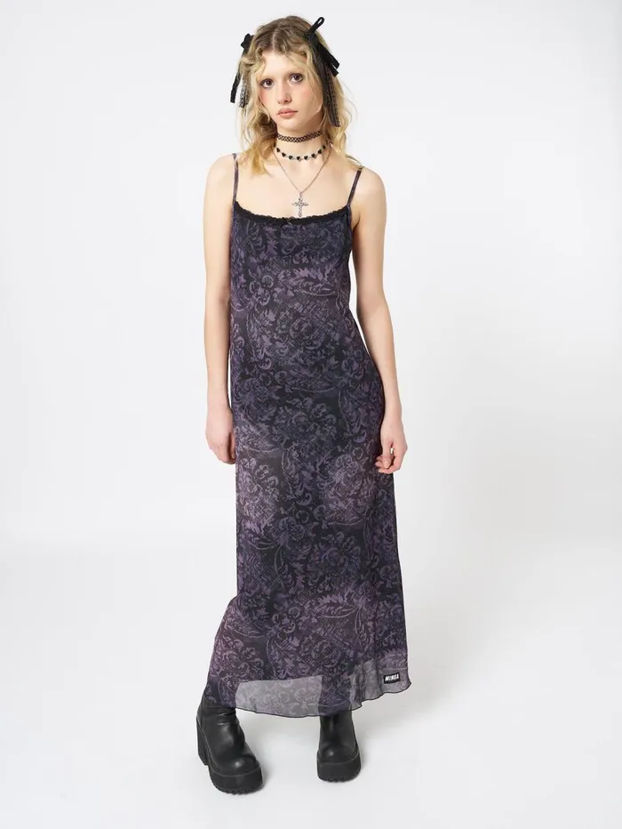 Women Minga London Dresses Dark Renaissance Mesh Maxi Dress
