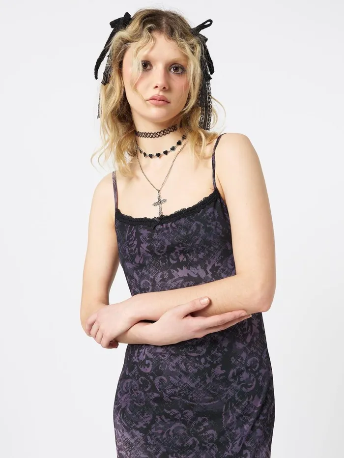 Women Minga London Dresses Dark Renaissance Mesh Maxi Dress
