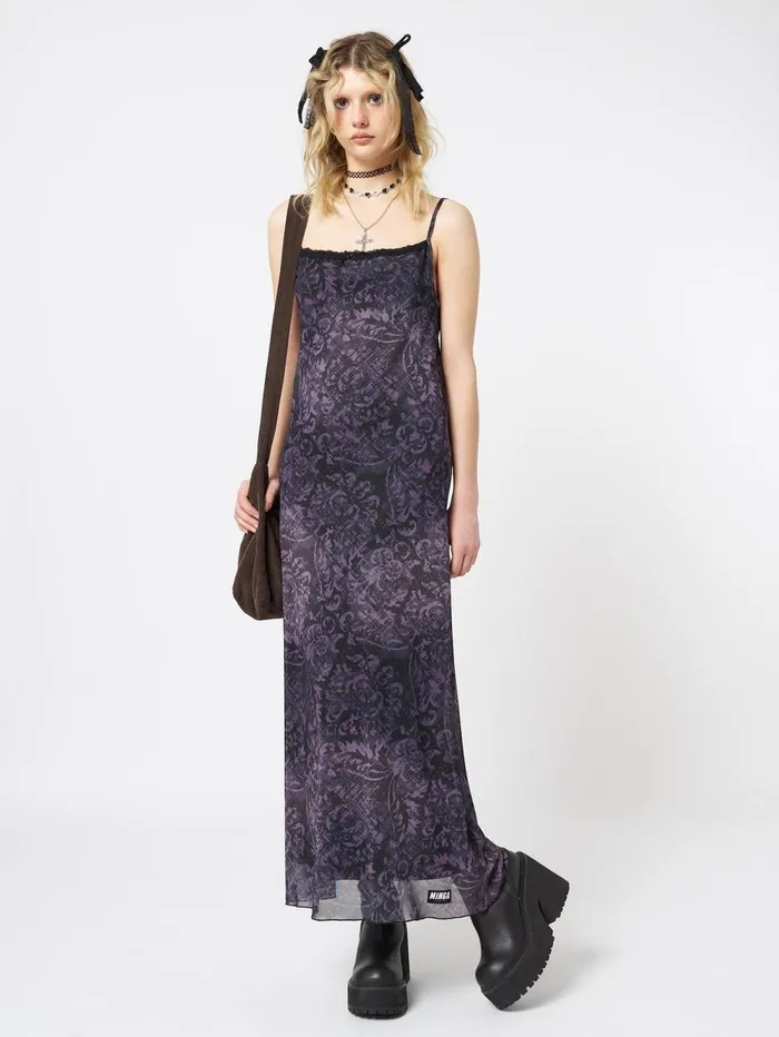 Women Minga London Dresses Dark Renaissance Mesh Maxi Dress