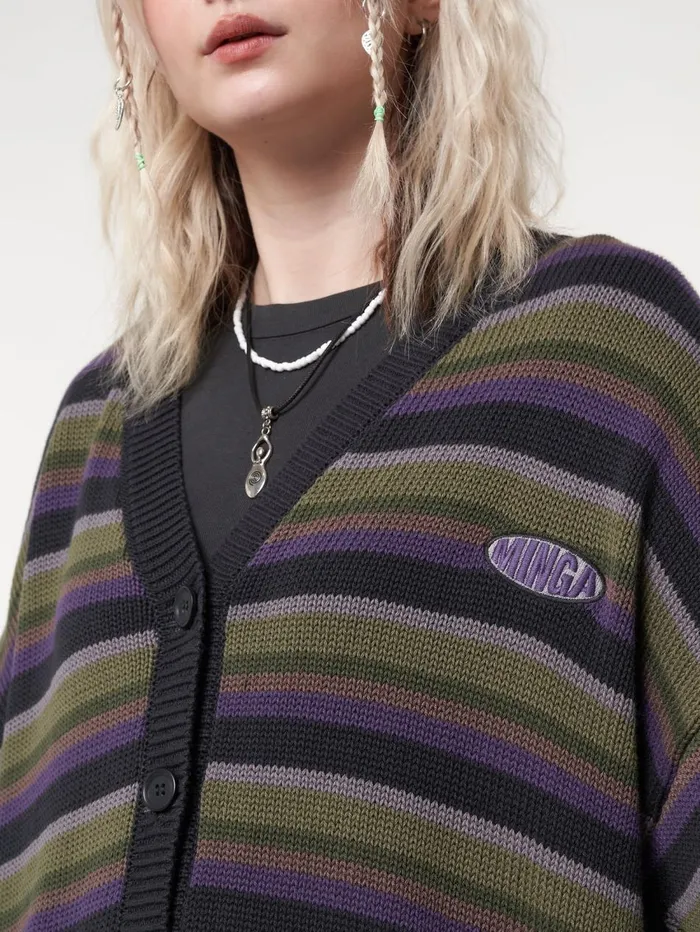 Women Minga London Jackets and Cardigans Faye Striped Knit Cardigan