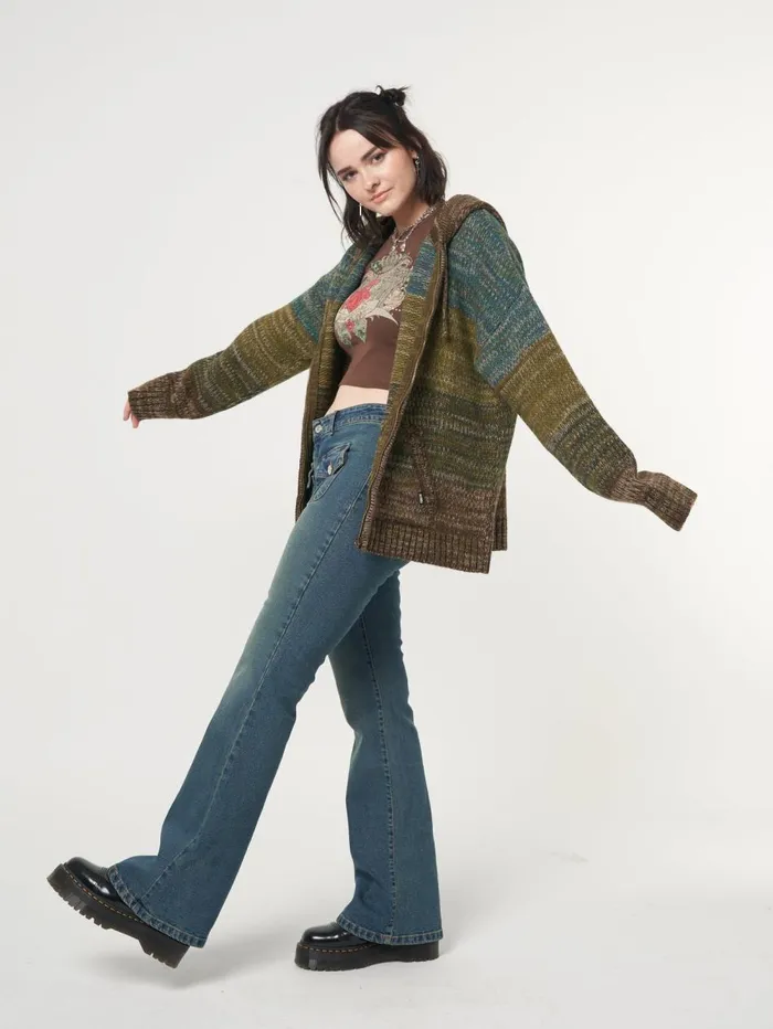 Women Minga London Jackets and Cardigans Iris Zip Up Hood Knit Cardigan