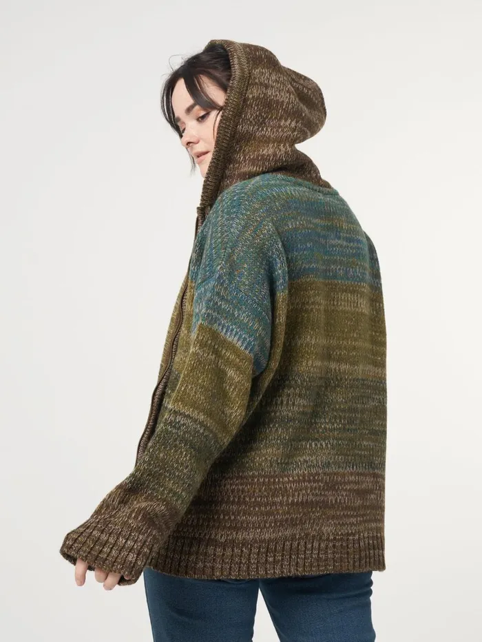 Women Minga London Jackets and Cardigans Iris Zip Up Hood Knit Cardigan