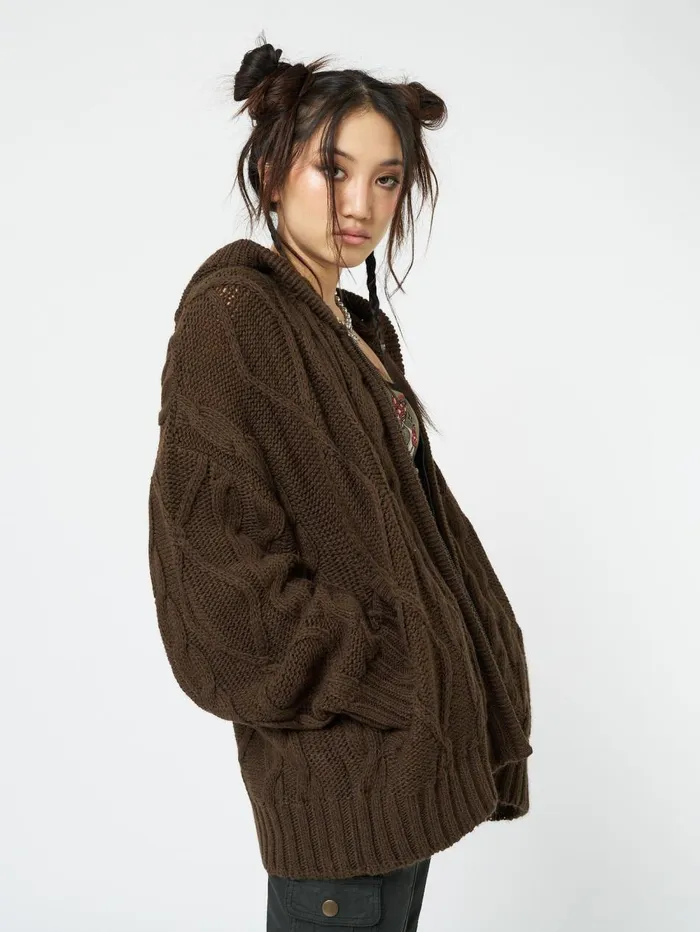 Women Minga London Knitwear Eli Brown Zip Up Cable Knit Cardigan