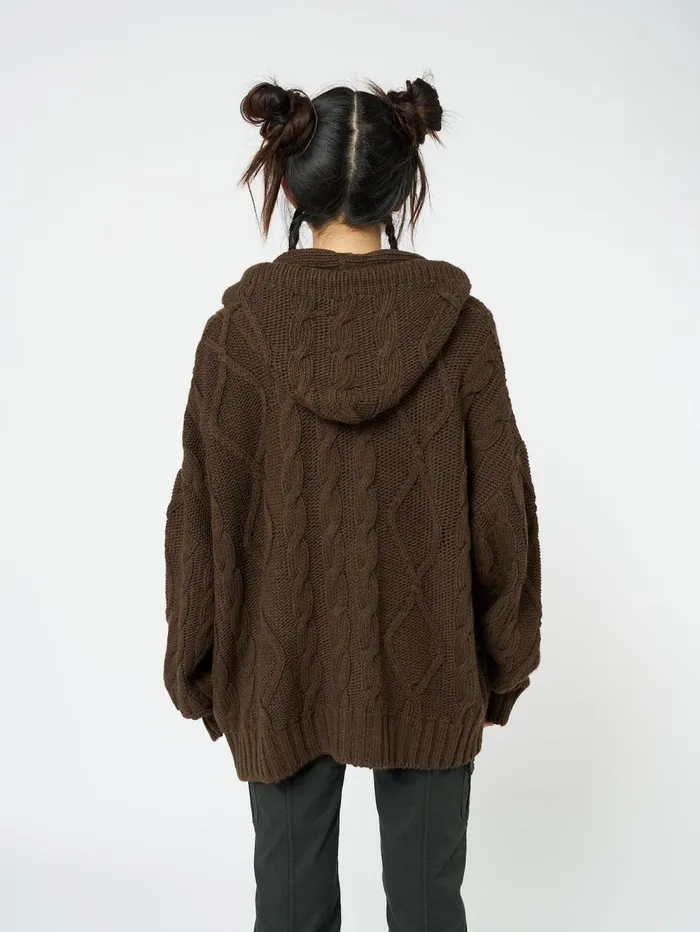 Women Minga London Knitwear Eli Brown Zip Up Cable Knit Cardigan