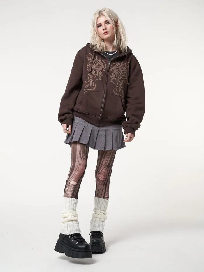 Women Minga London Sweaters and Hoodies Fairy Wings Zip Up Hoodie