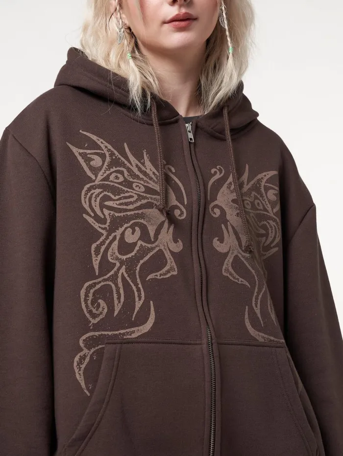 Women Minga London Sweaters and Hoodies Fairy Wings Zip Up Hoodie