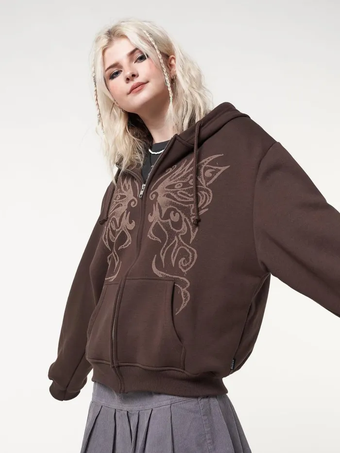 Women Minga London Sweaters and Hoodies Fairy Wings Zip Up Hoodie