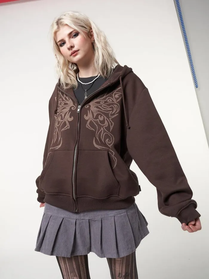 Women Minga London Sweaters and Hoodies Fairy Wings Zip Up Hoodie